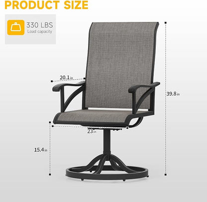DWVO Swivel Patio Chairs Set of 10, Premium Outdoor Swivel Chairs with High Back Support & Weather-Resistant Fabric, Heavy Duty Patio Swivel Chair for Porch Garden Deck, 360 Degree Rotation, Brown