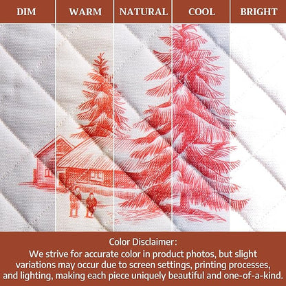 Maison d' Hermine Pot Holders Set 100% Cotton Heat Resistant Potholders 8" x 8" Hot Pads with Loop for Thanksgiving Christmas Decorations BBQ Cooking Baking Handling Hot Pans (Pack of 2, Winter Jouy)