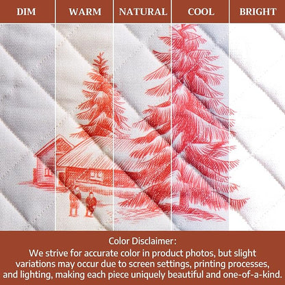 Maison d' Hermine 100% Cotton Oven Mitt & Pot Holder Set (7.5"x13" & 8"x8") | Heat Resistant BBQ Cooking Gloves with Loop Baking Grilling Kitchen Hotel Home Farmhouse Thanksgiving Christmas - Winter Jouy