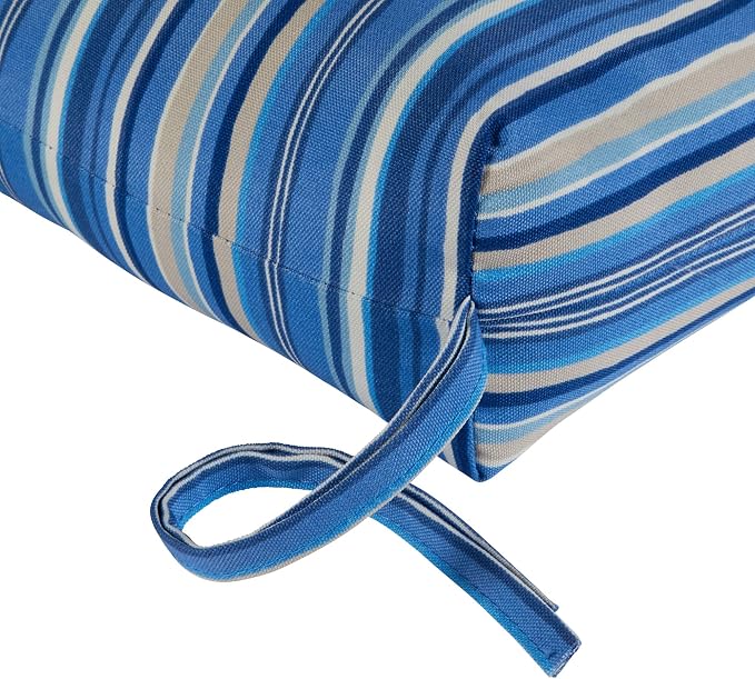 Greendale Home Fashions 72 x 22-inch Outdoor Chaise Lounge Cushion, Steel Blue Stripe
