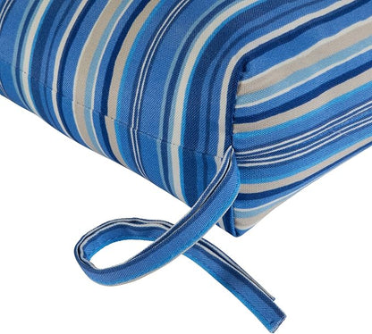 Greendale Home Fashions 72 x 22-inch Outdoor Chaise Lounge Cushion, Steel Blue Stripe