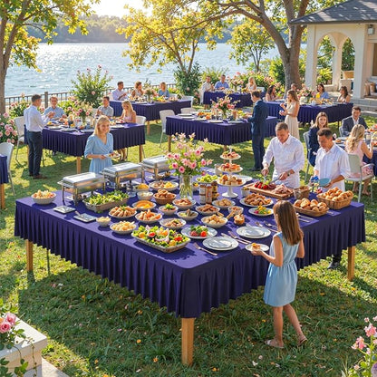PARTISKY Navy Blue Spandex Square Tablecloths 60x60 Inch, Wrinkle Free Fitted Card Table Cloth Stretch Square Table Cover for Kitchen Dinner, Holiday Party, Wedding Banquet, Display Trade Show