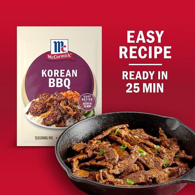 McCormick Seasoning Mix, Korean BBQ, For Sweet & Savory Korean BBQ Steak in Just 25 Minutes, 1.12 oz (Pack of 12)