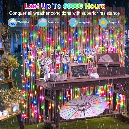 Christmas String Lights Outdoor Green Wire 240FT 750 LED Multicolor | Dimmable, 12 Light Styles, Memory Timer, Waterproof, 29V Safe Low Voltage, Diamond-Faceted LED, Energy Efficiency