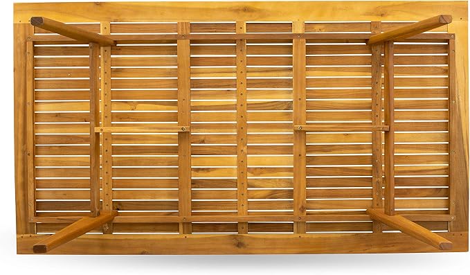 East West Furniture DEBS9CANA 9 Piece Patio Garden Table Set Includes a Rectangle Outdoor Acacia Wood Dining Table and 8 Folding Arm Chairs, 40x72 Inch, Natural Oil