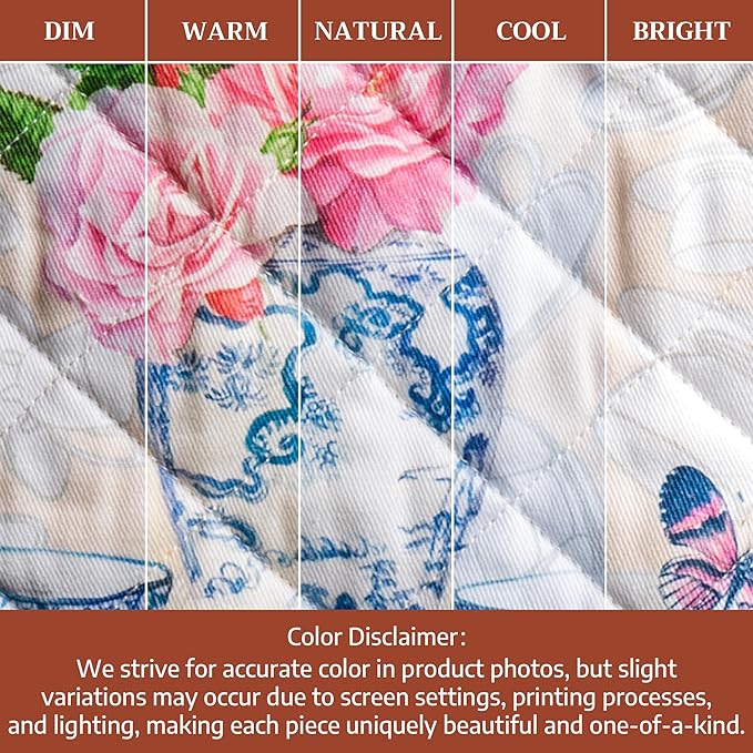 Maison d'Hermine Oven Gloves 100% Cotton Oven Mitt 7" x 13" with Loop Heat Resistant BBQ Cooking Gloves Baking Grilling Kitchen Hotel Home Farmhouse Spring Summer (Pack of 1, Canton)