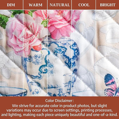 Maison d'Hermine Oven Gloves 100% Cotton Oven Mitt 7" x 13" with Loop Heat Resistant BBQ Cooking Gloves Baking Grilling Kitchen Hotel Home Farmhouse Spring Summer (Pack of 1, Canton)