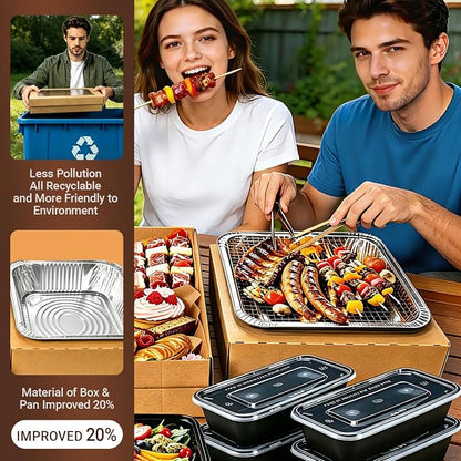 Disposable Charcuterie Board with Lids 5 Sets, Extra Large Portable Catering Pastry Tray, Serving Cardboard Platters for Travel Party Camp Beach Picnic 5-8 People 17.5"x13.5"x3.5"