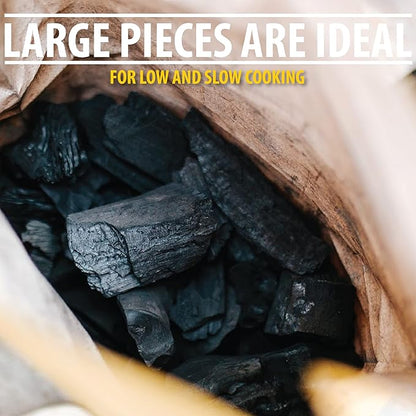 FOGO Premium Hardwood Lump Charcoal, Natural Large Sized Lump Charcoal, 17.6 Pound Bag and FOGO Barrel Proof Bourbon Barrel Blocks, 2 Pound Resealable Bag, Bundle