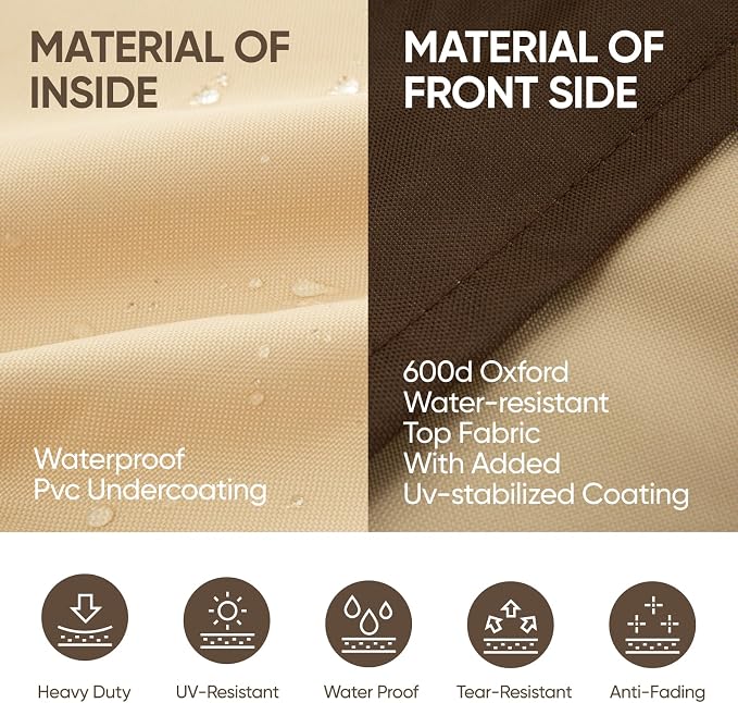 loriano Patio Chair Covers Waterproof Outdoor Chair Covers 600D Heavy Duty Fit as Lawn Lounge Deep Seat(2 Pack,Large)