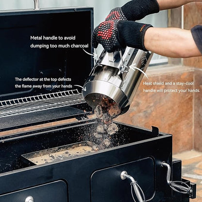 onlyfire Heavy Duty Deluxe BBQ Chimney Starter, Stainless Steel Charcoal Chimney Starter for Charcoal Grills Barbecue Fire Starter with Heat Shield & Stay-Cool Handle Easy to Use Grill Tool