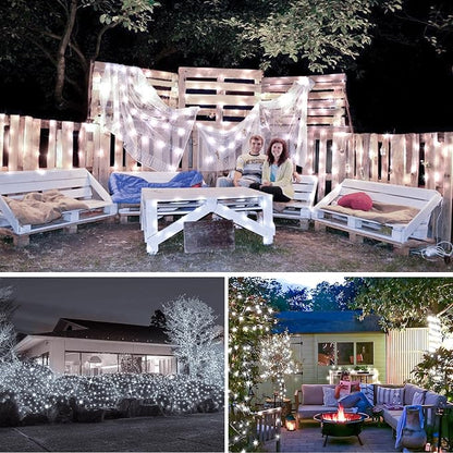 KNONEW 400FT Outdoor Christmas Fairy Lights Plug in,1200 LED String Lights Outdoor Waterproof 8 Modes Memory Times for Wedding Bedroom Walls Garden Trees Decoration(Cool White)