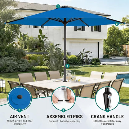 AreShark 11 FT Patio Umbrella for Outdoor, Outdoor Table Umbrella with Push Button Tilt and Crank, Outdoor Patio Umbrellas with 6 Sturdy Ribs, Patio Umbrellas for Market, Garden, Pool (Royal Blue)