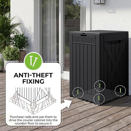 Greesum 52 Gallon Extra Large Deck Box with Lock, Heavy-Duty Resin Outdoor Storage Container, Waterproof Lockable Chest for Patio Furniture, Garden Tools, Pool Equipment, Dark Black