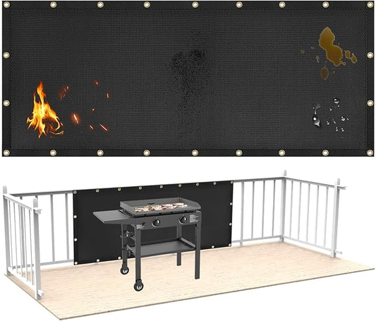 3'x8' Fireproof Heat Shield for Wall Behind Grill Protect Deck Fence from Grill Heat, Heat Shield Grill Mat, Stove Wall Protector Fridge, BBQ Grill Mat Accessories Compatible with Blackstone