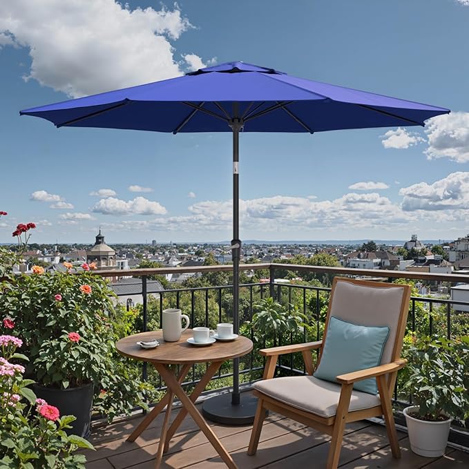 Sannwsg Patio Umbrellas, Pool Umbrella with 8 Sturdy Ribs, Outdoor Umbrella with Push Button Tilt/Crank, Deck Umbrellas, Market Umbrela Table for Backyard, Deck, Garden, Pool