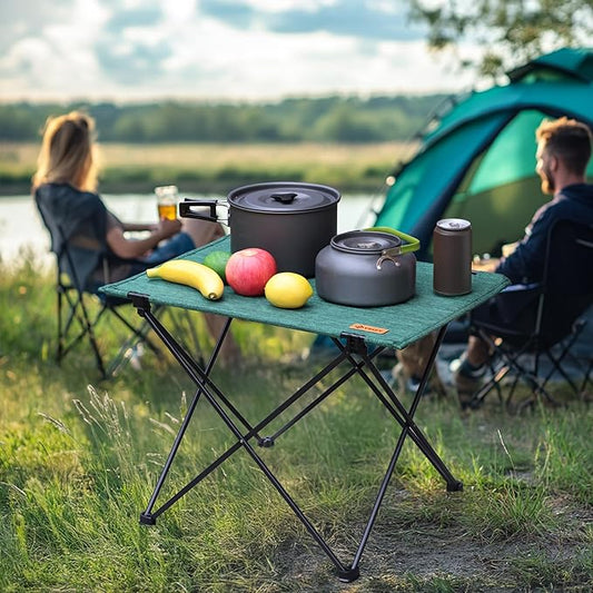 VILLEY Folding Camping Table, Portable Lightweight Table with Carry Bag | Oxford Fabric & Reinforced Aluminum Panel, Stable Tabletop for Camping, Picnic, BBQ & Outdoor Dining