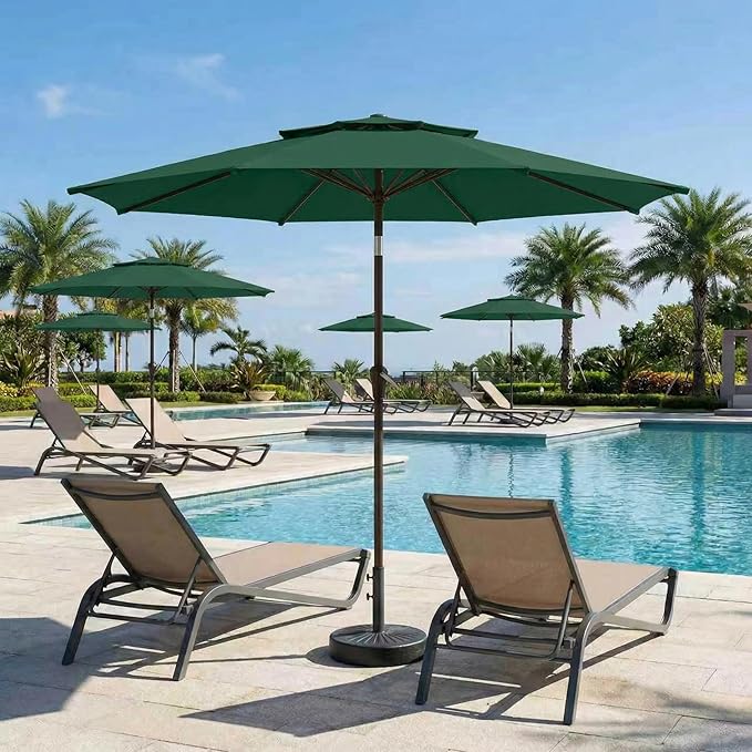 Patio Umbrella, 2 Tier Outdoor Table Umbrella, Large Vented Market Umbrellas with Push Button Tilt and Crank, 8 Sturdy Ribs for Backyard, Deck, Pool, UPF50+ UV Protection