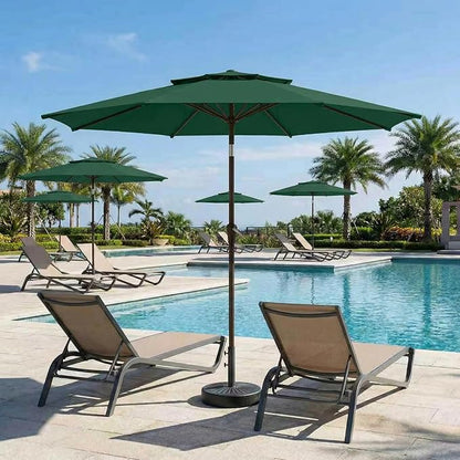 Patio Umbrella, 2 Tier Outdoor Table Umbrella, Large Vented Market Umbrellas with Push Button Tilt and Crank, 8 Sturdy Ribs for Backyard, Deck, Pool, UPF50+ UV Protection