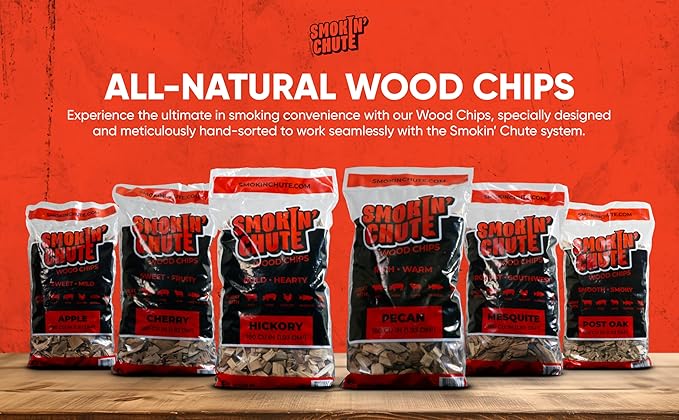 Smoking Chute Pecan Wood Chips - Rich & Warm Flavor - Perfect for Smoker Grills - No Soaking Needed - Made in USA