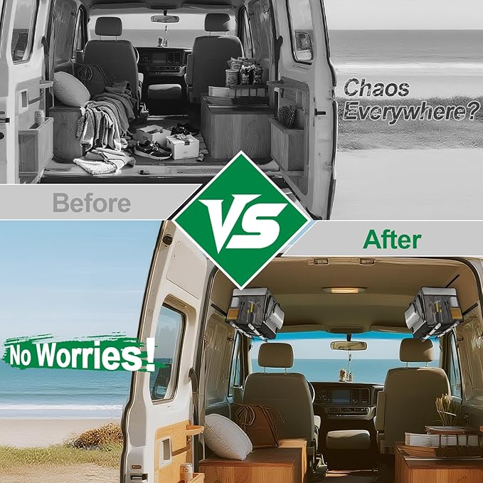 24" RV Overhead Storage Cabinet, Soft-Sided Overhead Organizer for Vans, RV Organizer Storage Cabinet Compatible with Mercedes-Benz Sprinter, Ford Transit & RAM Promaster Vans, Gray