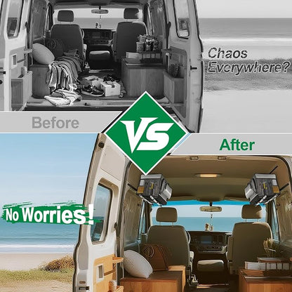 24" RV Overhead Storage Cabinet, Soft-Sided Overhead Organizer for Vans, RV Organizer Storage Cabinet Compatible with Mercedes-Benz Sprinter, Ford Transit & RAM Promaster Vans, Gray