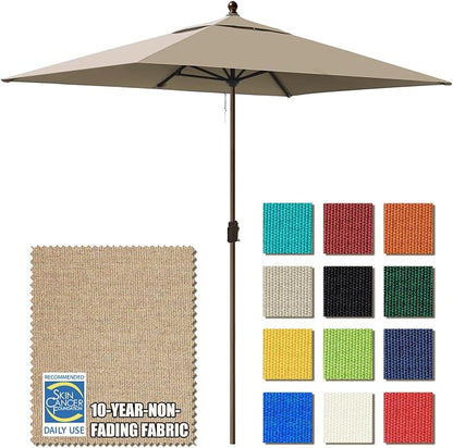 EliteShade USA 10-Year-Non-Fading 6.5x10Ft Rectangular Market Patio Umbrella, UPF 50+ UV Protection Performance Sun Umbrella, Heavy Duty Commercial Grade Outdoor Table Umbrella with Crank, Windproof Vented Top for Garden, Pool, Deck and Outdoor Playset...