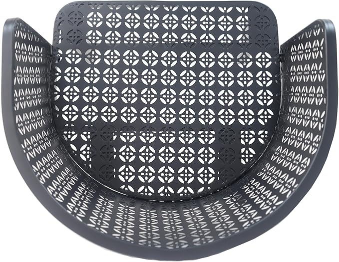 Christopher Knight Home Set of 2 Rivera Patio Iron Frame Dining Chairs, Geometric-Carved Pattern Round Backrest, Armchair for Kitchen, Restaurant, Garden, Balcony, Porch, Backyard, Poolside, Black