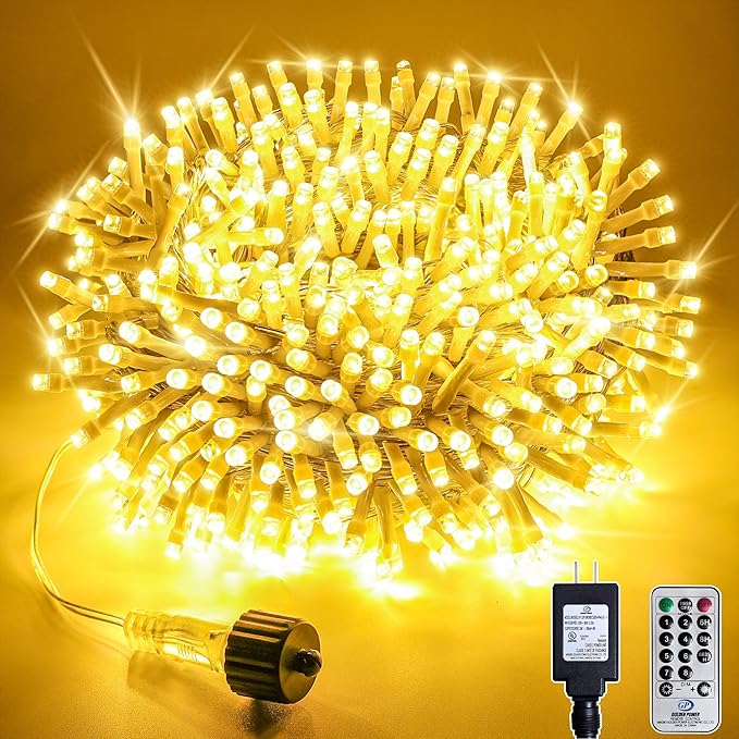 Soagrc132FT 400 LED Warm White String Lights, 8 Modes Fairy Lights with Timer, Waterproof & Durable Indoor Outdoor Decor for Garden, Patio, Party