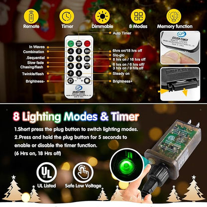KNONEW 400FT Outdoor Christmas Fairy Lights Plug in,1200 LED String Lights Outdoor Waterproof 8 Modes Memory Times for Wedding Bedroom Walls Garden Trees Decoration