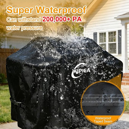Kipiea 600D Heavy Duty Pellet Grill Cover for Camp Chef SmokePro 24 Series, Waterproof Wood Pellet Smoker Cover with Windproof Buckles, UV Resistant, No Tear, No Fading