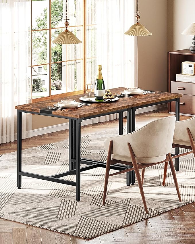 CHOEZON Square Kitchen Dining Table, 29.5'' Dining Table, Small Dining Tables, Writing Desk, Coffee Tables, for Restaurant, Living Room, Apartment, Rustic Brown and Black TCZ02BF