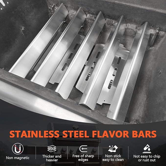 Grill Parts for Weber Genesis 300 Series, 17.5" Flavorizer Bars & Heat Deflectors for Weber Genesis E/S-310 E/S-320 E/S-330 Gas Grills (2011-2016), Stainless Steel Heat Plates for Weber 7620 65055