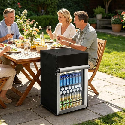 Bitubi Beverage Refrigerator Cooler Cover,Outdoor Fridge Cover – Waterproof, Dustproof, Sun-Proof, 21" W x 22" D x 31" H. Suitable for most Beer or Wine Mini Fridge/Drink Fridge (Black)