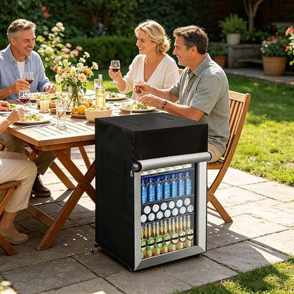 Bitubi Beverage Refrigerator Cooler Cover,Outdoor Fridge Cover – Waterproof, Dustproof, Sun-Proof, 18" W x 20" D x 31" H. Suitable for most Beer or Wine Mini Fridge/Drink Fridge (Black)