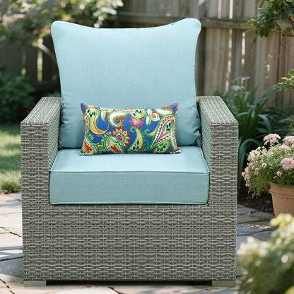Outdoor Seat Cushion Set 24 x 22 Inch,Olefin Deep Seat Patio Cushions,Patio Furniture Cushions with Removable Cover,Rain-Proof and Fade Resistant Deep Seat Bottom & Back Cushion with Pillow,1 Set