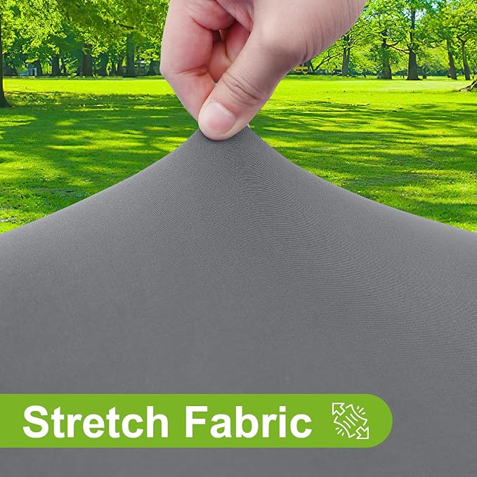 Smiry Round Spandex Tablecloth, Elastic Fitted Washable Tablecloths for 36"-44" Tables, Waterpoof Stretch Picnic Table Cover for Dining, Indoor and Outdoor, Grey