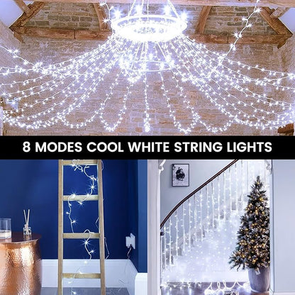 4 Pack String Lights Battery Operated with Timer, 132FT 400 LED Waterproof Battery Twinkle Lights, 8 Modes Fairy Light for Indoor & Outdoor Party Bedroom Porch Tree Christmas Decorations (Cool White)