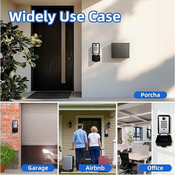 FortiVault Key Lock Box for Outside, 12 Digit Combination Lock Box for Keys with Code, Wall Mounted Weatherproof Key Lockbox, Large Capacity Secure Key Safe for Home, Realtor, Airbnb, Garage