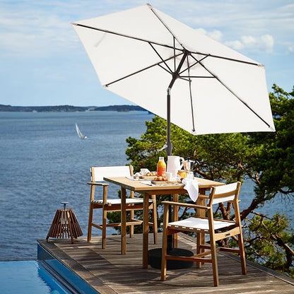 JEAREY 7.5FT Patio Umbrella Outdoor Market Umbrella with 6 Sturdy Ribs, Push Button Tilt/Crank Table Umbrella for Garden, Deck, Backyard and Pool, Cream White