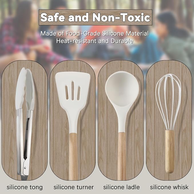Camping Cooking Utensils Set, Silicone Cookware for Travel BBQ