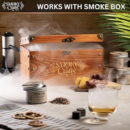 Smoky Crafts 5 x 2oz Wood Chips for Cocktail Smoker (Set of 5: Cherry, Hickory, Apple, Mesquite, Walnut) - 5 Flavors of Smoking Gun Wood Chips - Whiskey Gifts for Men