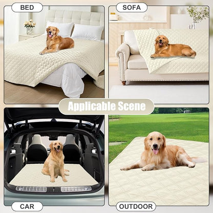 Smiry Waterproof Reversible Pet Couch Covers for Dogs | Pet Friendly, Soft Fabric, Washable Sofa Furniture Protector for Dogs Cat Kids, Checkered (68"x82", Beige/Beige)