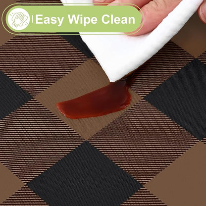 Smiry Picnic Table Cloth, Vinyl Tablecloths with Flannel Backing, 52"x70" | Waterproof Rectangle Table Cloth, Wipeable Buffalo Plaid Table Cover for Indoor and Outdoor (Black & Brown)