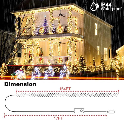 kemooie 164 FT 500 LED Christmas Lights Outdoor, RGB Color Changing Lights with Remote & APP Control, 9 Modes Plug in Green Wire Fairy Lights for Indoor Outdoor Room Garden Christmas Tree Party Decor