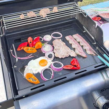 Full Size Griddle for Weber GS4 Spirit II & I E210 E220 S210 S220,Spirit 2 Grill Parts Grill Flat Top Insert w/Handles, 7637 64815 6702 Replacement Parts for Weber Spirit 2 Griddle Insert,Carbon Steel