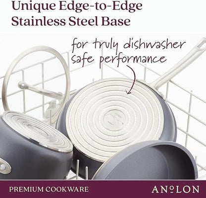 Anolon Accolade Forged Hard Anodized Nonstick Pots & Pans - Induction Cookware Set - 12 Piece - Moonstone Gray