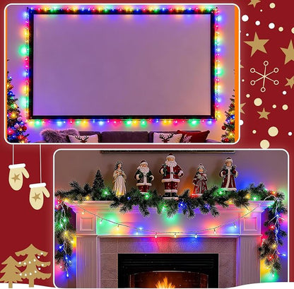cshare Christmas String Lights Outdoor Waterproof 9.8ft 30 LED, Muliticolor Fairy Lights Battery Operated with Timer Clear Wire for Indoor & Outdoor Christmas Decorations Garland Party Garden 2 Packs