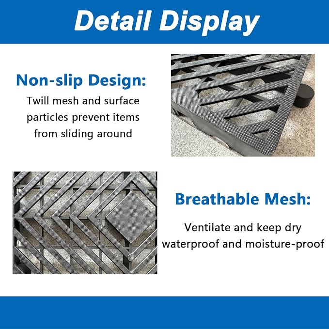 Plastic Pallets, Lightweight Moisture-Proof Waterproof Floor Pallet, Breathable Grid Ventilation Storage Pad, Applicable to Indoor and Outdoor, Garages, Kitchen, Basement (6 Pcs 11.8 * 23.6 * 1.18)
