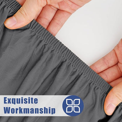 Moosfor 2 Pack Square Spandex Fitted Table Cloth, Elastic Tablecloth | Washable Picnic Table Cover, Stretch Waterproof Table cloths for Party, Patio, Dining, Kitchen, 34" x 34", Dark Grey